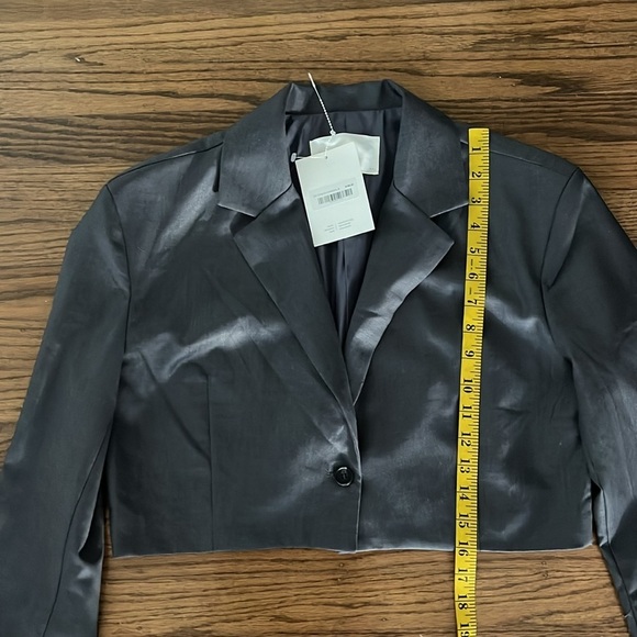 Oak Fort Cropped Grey Over Sized Blazer Size Sp New With Tag - Picture 5 of 10